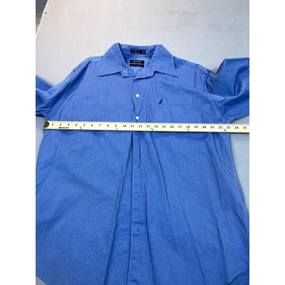 Nautica Shirt Mens 16.5 16‎ 1/2 32 33 Blue Casual Button Up Long Sleeve Oxford - Picture 9 of 14